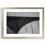 Silver landscape bridge frame with a white mat, showcasing a modern design, ideal for enhancing home decor. Front view highlights its sleek finish and elegant style, perfect for displaying photos or artwork.