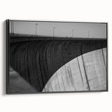 Framed landscape canvas artwork depicting a serene bridge scene in muted colors, showcasing intricate details of the bridge and surrounding nature, ideal for home decor.