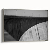 Framed canvas artwork depicting a serene landscape bridge scene, featuring a silver frame that enhances the visual appeal, perfect for home decor.