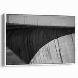 Framed canvas artwork depicting a serene landscape bridge scene, featuring vibrant colors and intricate details, displayed from a side view against a white background.