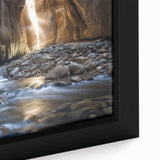 Framed canvas artwork showcasing a stunning close-up of vibrant landscape canyons, emphasizing warm earth tones and intricate textures, ideal for home decor.