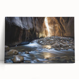Stretched canvas artwork showcasing a breathtaking landscape of canyons in vibrant earth tones, perfect for enhancing home decor. Ideal for nature lovers and art enthusiasts.
