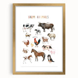 Farm Animals Kids Educational Wall Art - Learning Poster for Classrooms