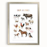 Farm Animals Kids Educational Wall Art - Learning Poster for Classrooms