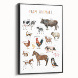 Farm Animals Kids Educational Wall Art - Learning Poster for Classrooms