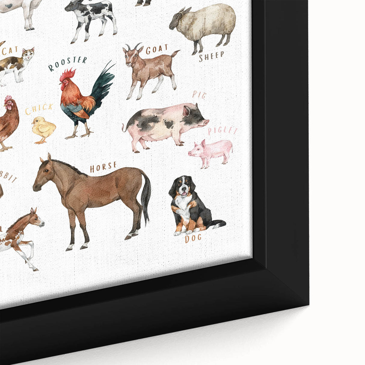 Farm Animals Kids Educational Wall Art - Learning Poster for Classrooms