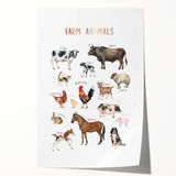 Farm Animals Kids Educational Wall Art - Learning Poster for Classrooms