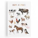 Farm Animals Kids Educational Wall Art - Learning Poster for Classrooms