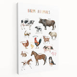 Farm Animals Kids Educational Wall Art - Learning Poster for Classrooms