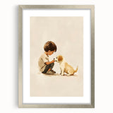 Boy and Puppy Nursery Wall Art – Kids Room & Baby Room Decor