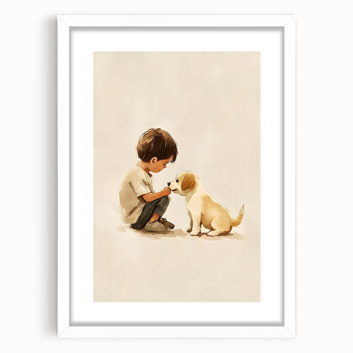 Boy and Puppy Nursery Wall Art – Kids Room & Baby Room Decor