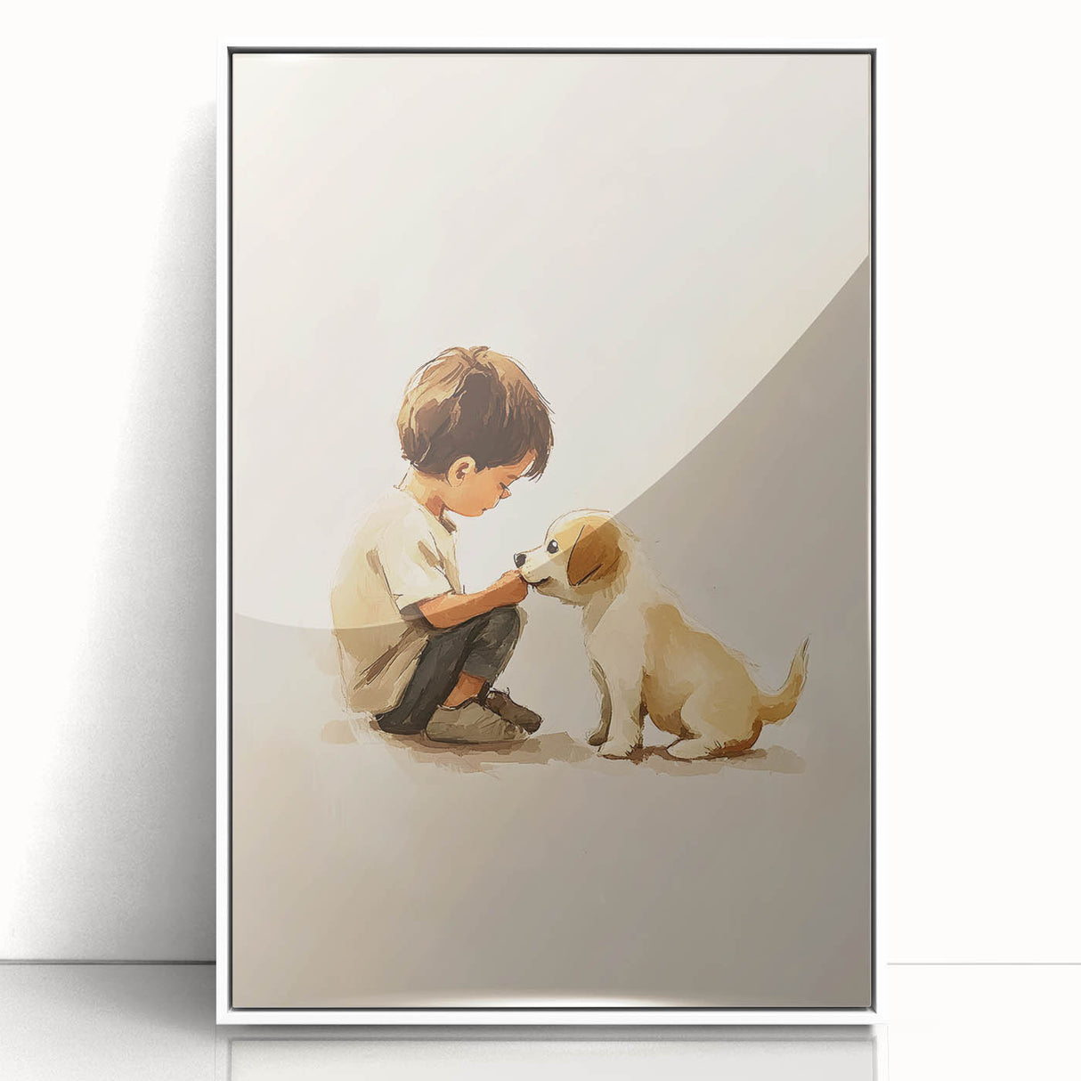 Boy and Puppy Nursery Wall Art – Kids Room & Baby Room Decor