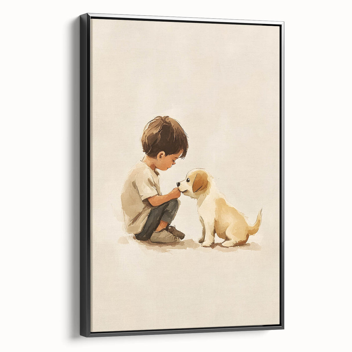 Boy and Puppy Nursery Wall Art – Kids Room & Baby Room Decor