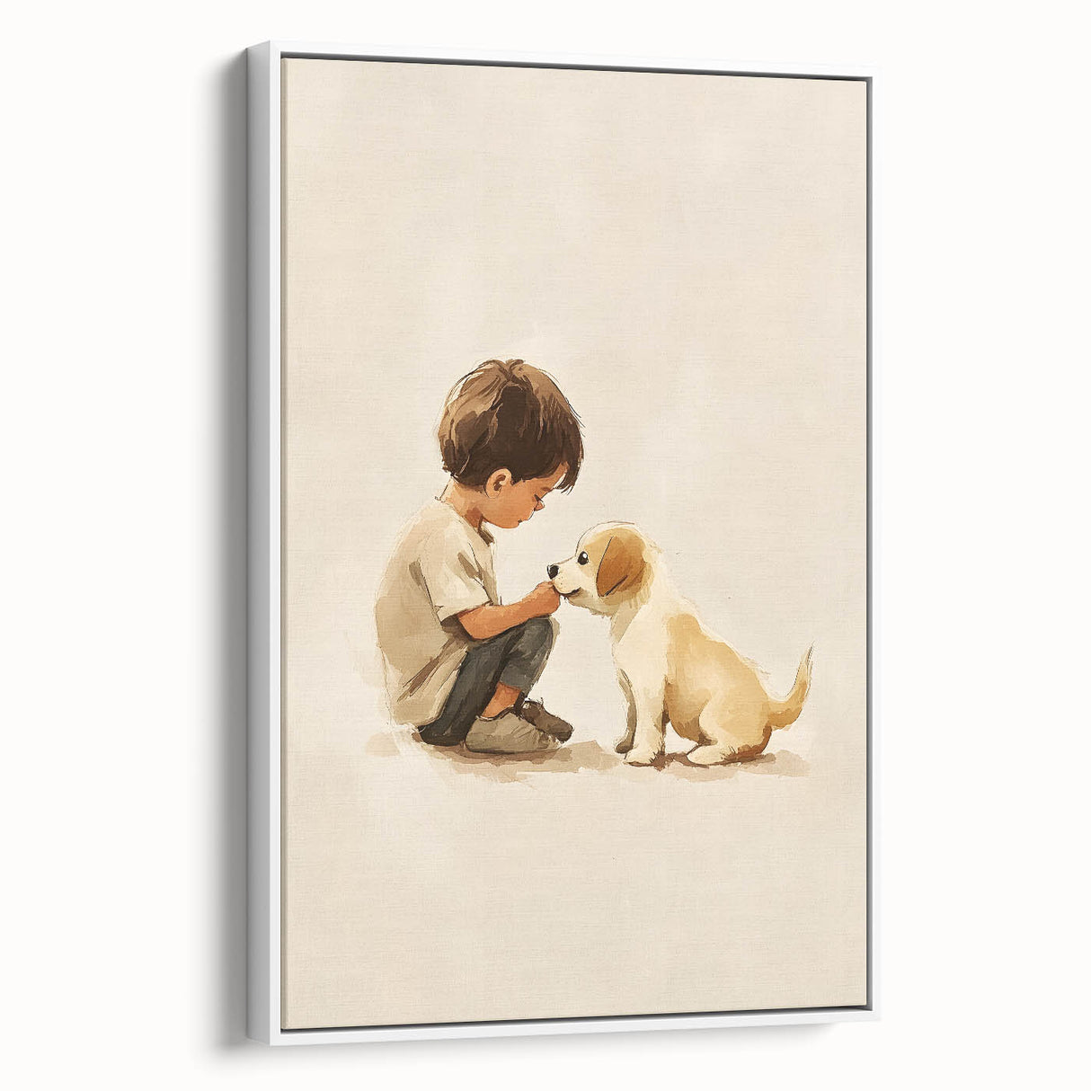 Boy and Puppy Nursery Wall Art – Kids Room & Baby Room Decor