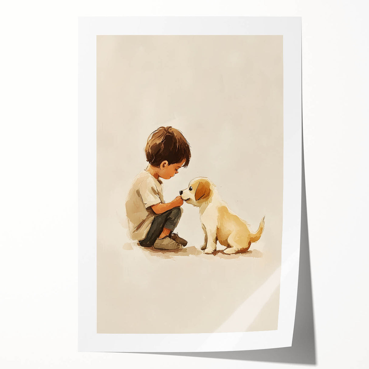 Boy and Puppy Nursery Wall Art – Kids Room & Baby Room Decor