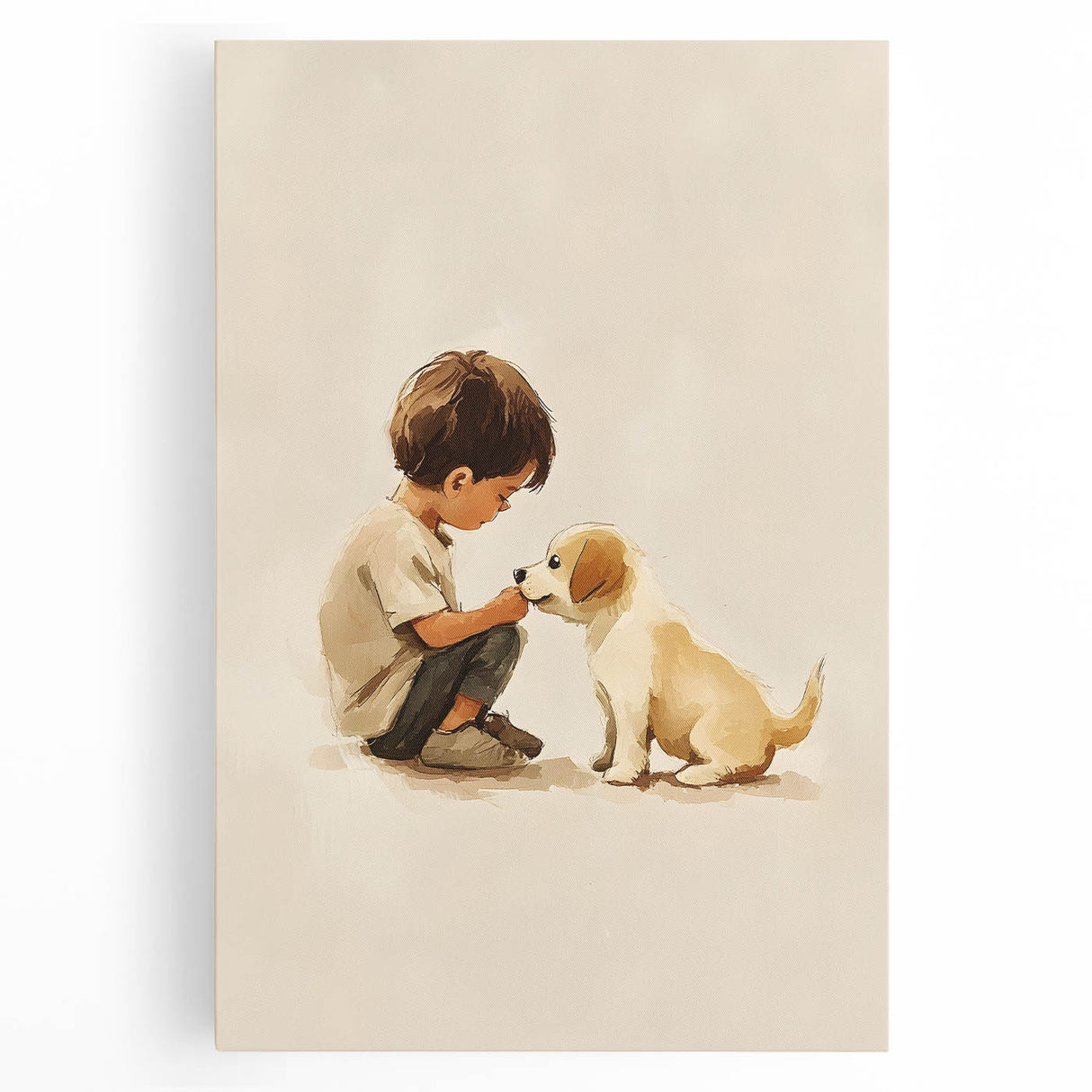 Boy and Puppy Nursery Wall Art – Kids Room & Baby Room Decor