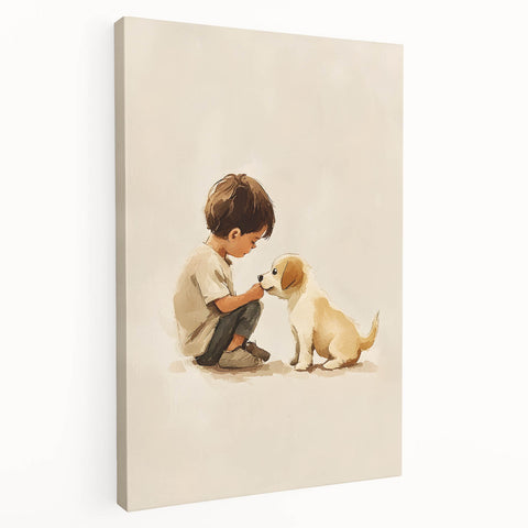 Boy and Puppy Nursery Wall Art – Kids Room & Baby Room Decor