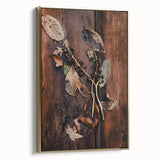 Framed canvas featuring a vintage-style landscape painting with autumnal trees in gold and black tones.