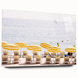 Large abstract wall art in vibrant orange and yellow hues on acrylic glass, ideal for bedroom or dining room ambiance.