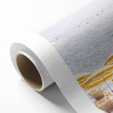 Art deco poster of a summer scene with vibrant colors on rolled canvas, ideal for nursery wall art.