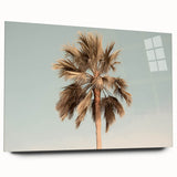 Large abstract wall art in vibrant blue and orange tones on acrylic glass, ideal for bedroom or dining room decor.