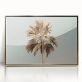 Large art print of a mid-century modernist summer scene in vibrant gold and yellow tones on acrylic.