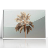 Art Deco poster featuring a stylized summer scene in soft pastel shades, acrylic print framed in white.