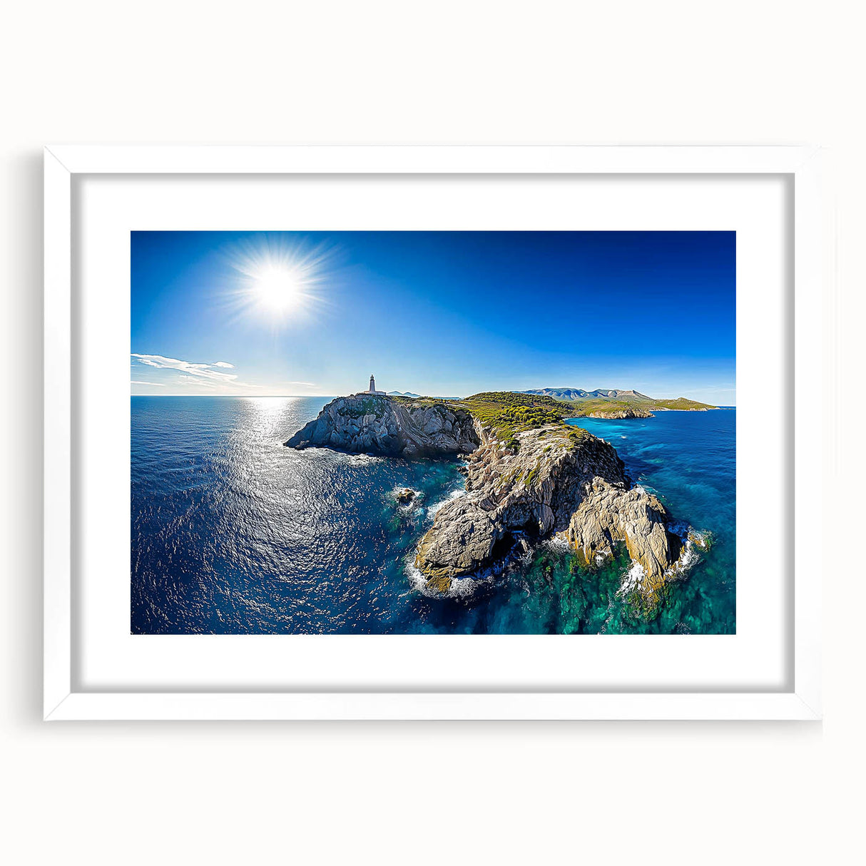 Framed landscape artwork showcasing dramatic cliffs with a white mat, perfect for enhancing home decor. Ideal for nature enthusiasts and interior design lovers.