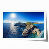 Stunning rolled print of a vibrant landscape depicting majestic cliffs against a vivid sunset, showcasing rich colors and textures, perfect for home decor.