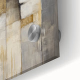 Close-up of a vibrant abstract figurative acrylic artwork on glass, showcasing bold colors and intricate details, perfect for modern home decor or art collections.