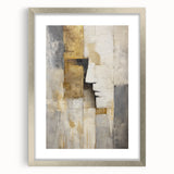 Abstract figurative frame with a silver mat, showcasing a modern art piece, perfect for enhancing contemporary home decor and interior design aesthetics.