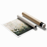 Abstract floral wall art print featuring vibrant colors and intricate designs, rolled and ready for framing, ideal for home decor enhancement.