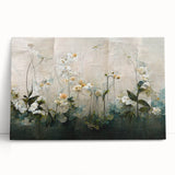 Vibrant abstract floral wall art on stretched canvas, showcasing a blend of bold colors and intricate designs, perfect for modern home decor.