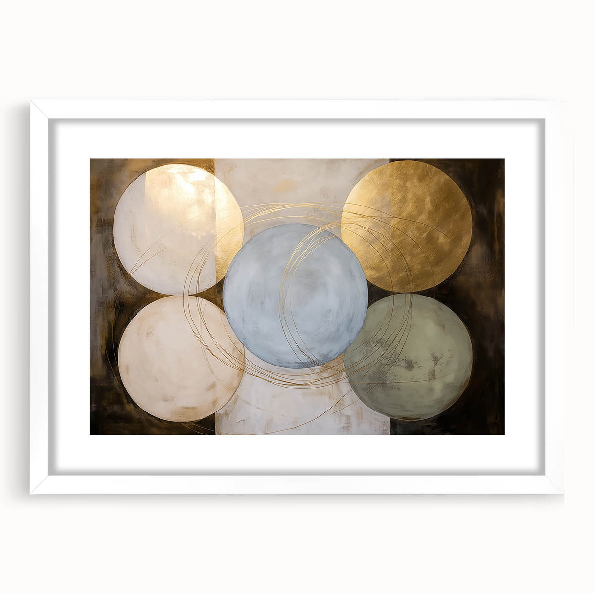 Abstract geometric frame in a white mat, showcasing a minimalist design with sharp angles and clean lines, ideal for modern home decor or office settings.