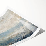 Abstract landscape wall art print featuring vibrant colors and fluid shapes, showcasing a modern design ideal for home decoration, rolled for easy shipping.