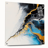 Fluid Abstract Art Collection – Gold and Turquoise Motion Flow