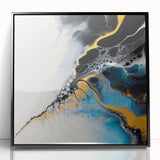 Fluid Abstract Art Collection – Gold and Turquoise Motion Flow