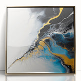 Fluid Abstract Art Collection – Gold and Turquoise Motion Flow