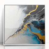 Fluid Abstract Art Collection – Gold and Turquoise Motion Flow