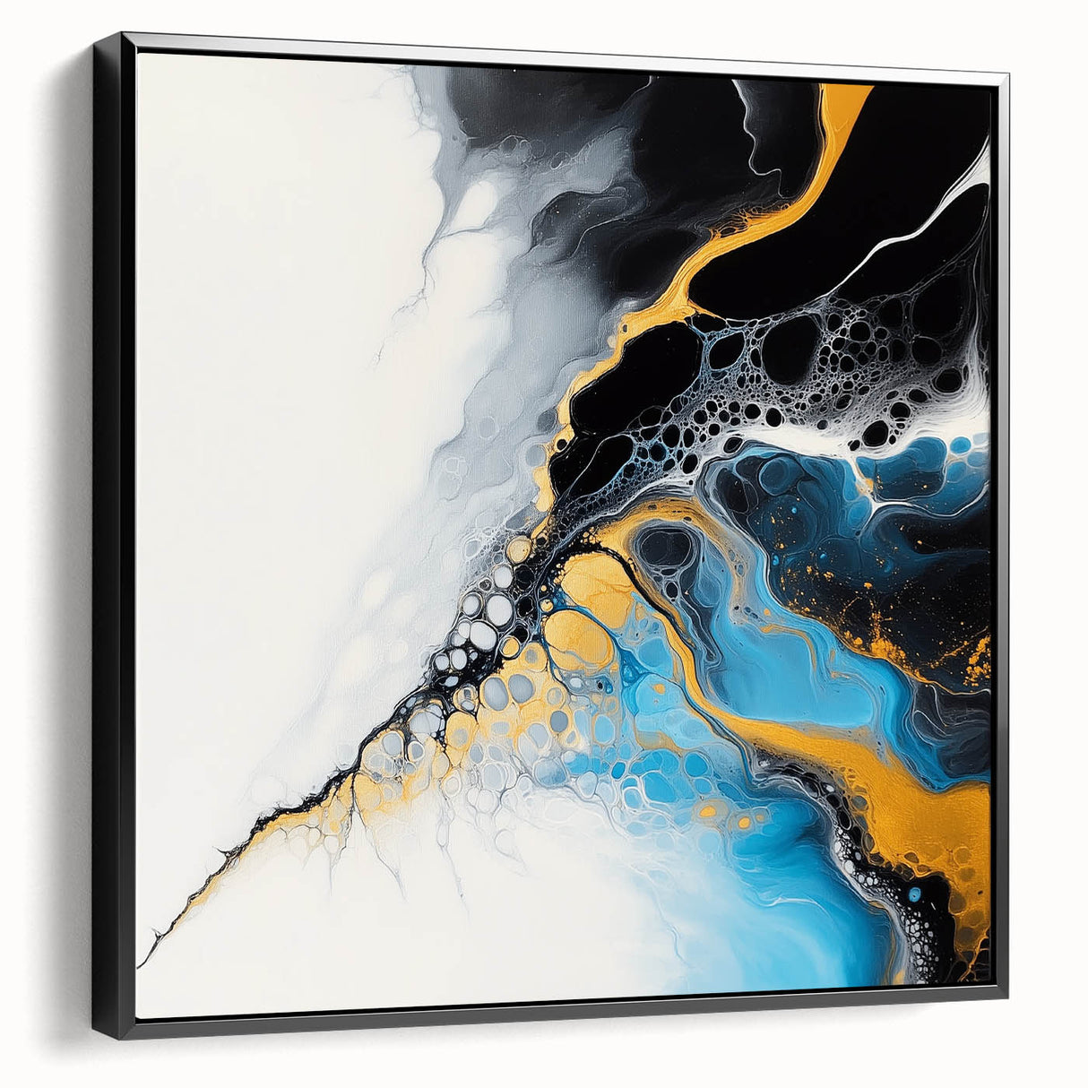 Fluid Abstract Art Collection – Gold and Turquoise Motion Flow