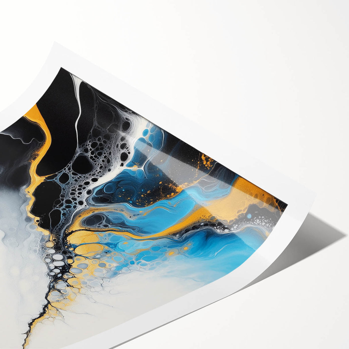 Fluid Abstract Art Collection – Gold and Turquoise Motion Flow