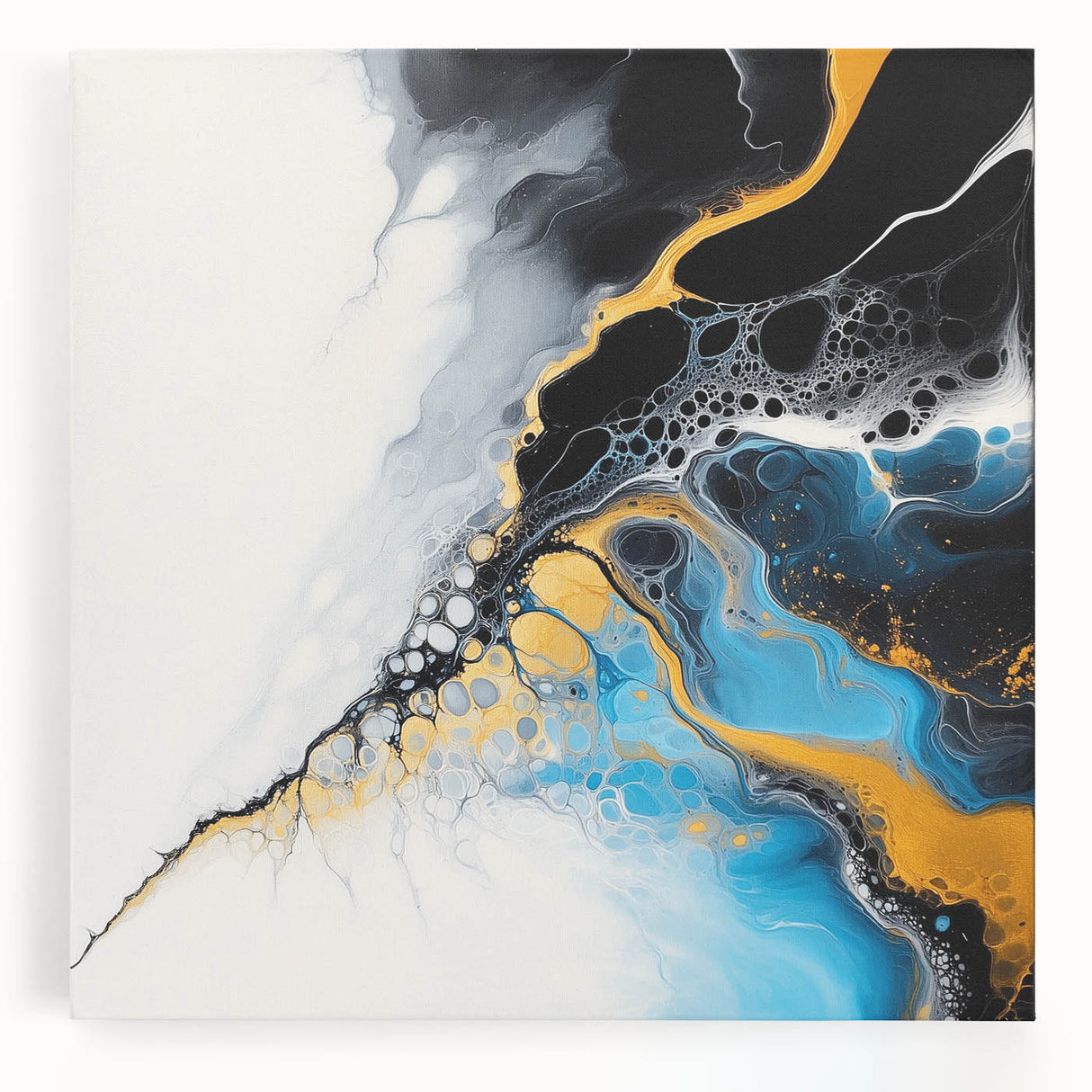 Fluid Abstract Art Collection – Gold and Turquoise Motion Flow