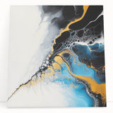 Fluid Abstract Art Collection – Gold and Turquoise Motion Flow