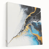 Fluid Abstract Art Collection – Gold and Turquoise Motion Flow