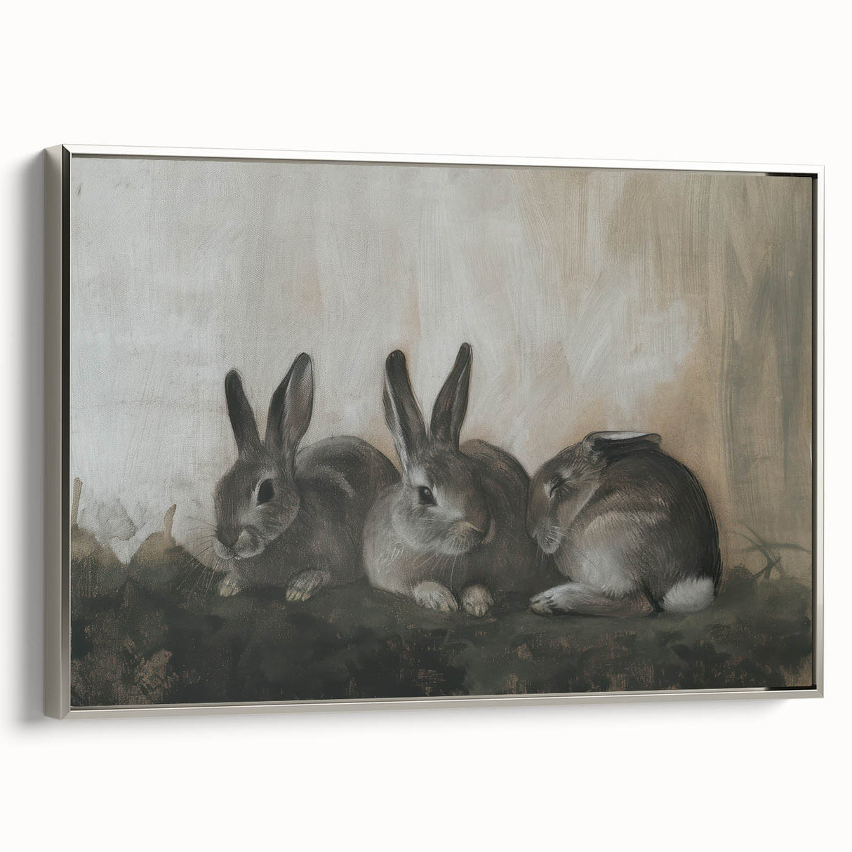 Framed canvas artwork depicting a vibrant animal design, showcasing intricate details and a silver frame, ideal for enhancing modern home decor.