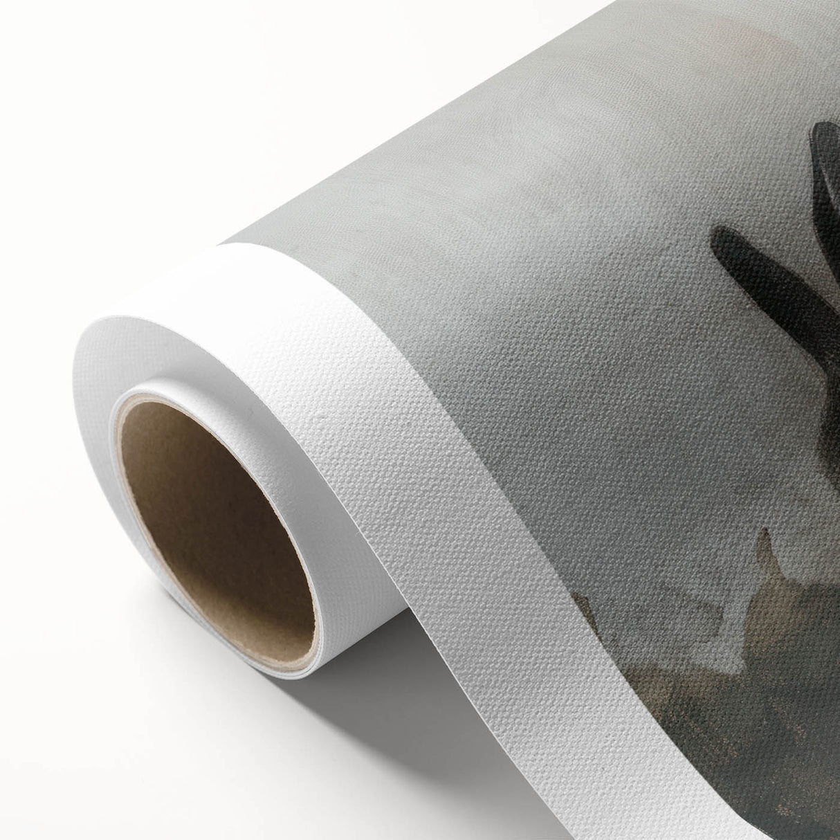 Rolled canvas showcasing a vibrant animal-themed wall art design, featuring intricate illustrations and bold colors, carefully packaged in a protective cardboard tube.