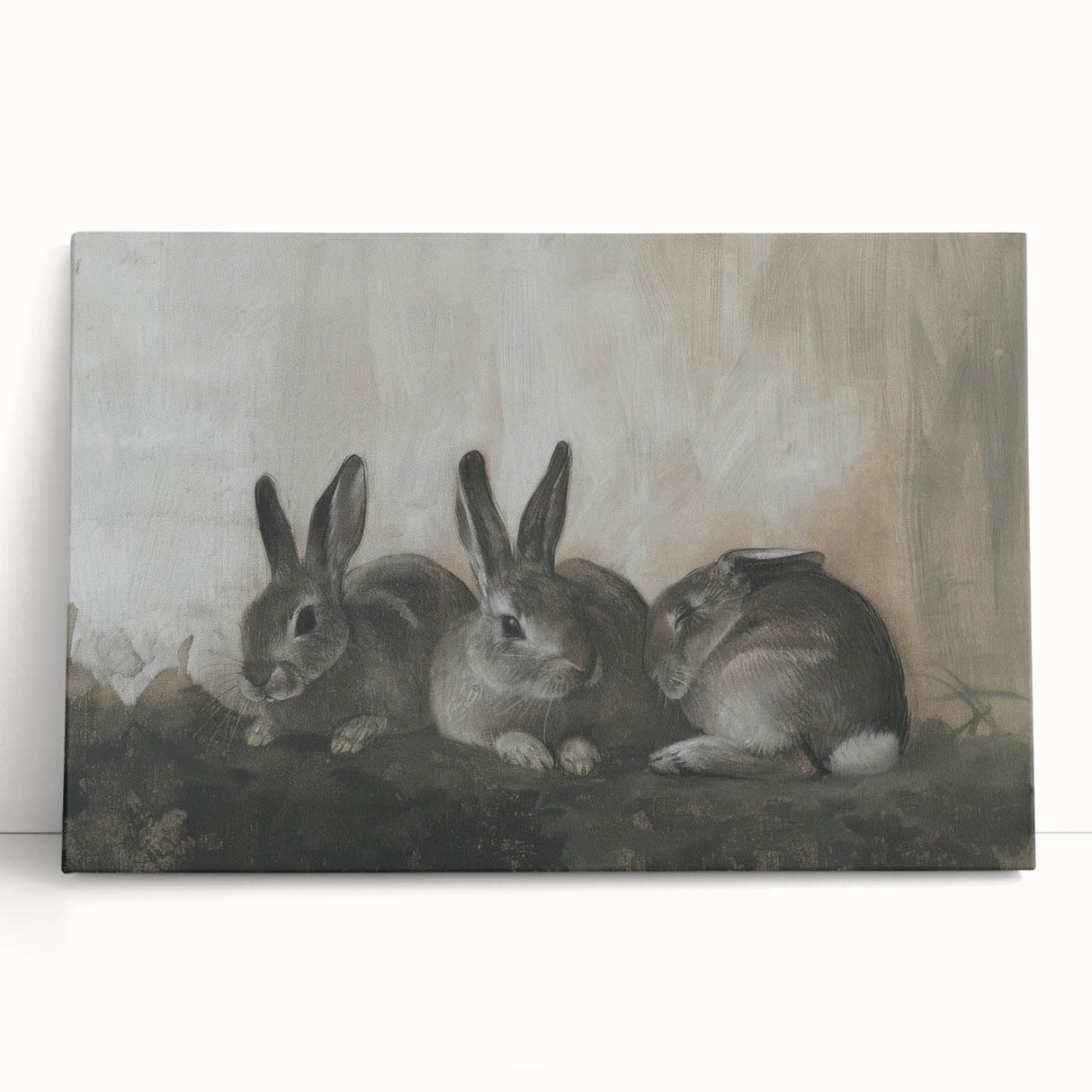 Stretched canvas artwork showcasing vibrant animal designs in a colorful, abstract style. Perfect for home decor, this piece adds a lively touch to any space.