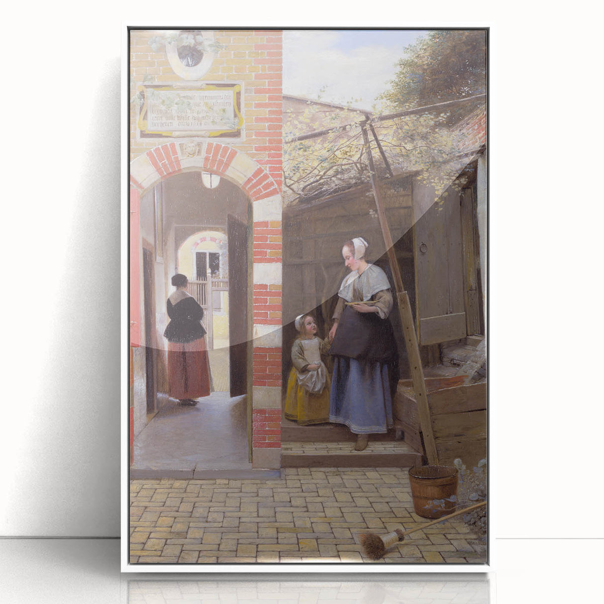 Historical Art - Baroque Courtyard Scene with Mother and Child