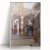 Historical Art - Baroque Courtyard Scene with Mother and Child