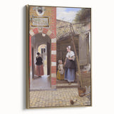 Historical Art - Baroque Courtyard Scene with Mother and Child